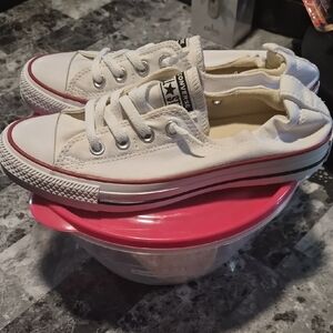 Converse White and Red Canvas Sneakers